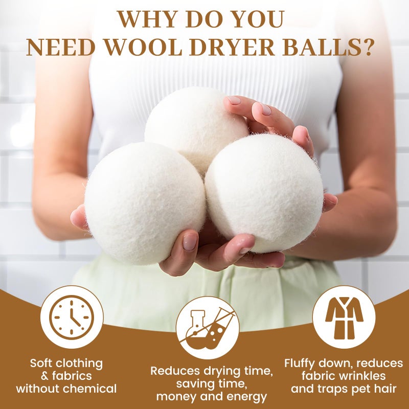 AltarreT Wool Dryer Balls Handmade 3 Pack XL, Laundry Dryer Lint Balls, Reusable New Zealand Wool Natural Fabric Softener Essentials, Replace Dryer Sheets, Wrinkles Free, Shorten Drying Time - Image 5